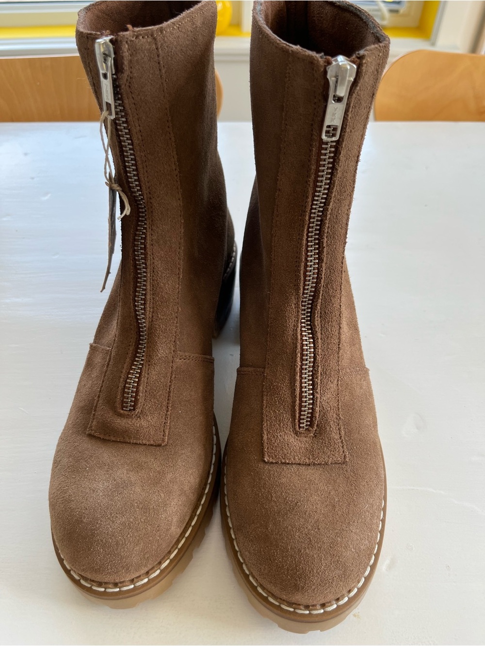Tan/Brown Suede Zipper Boots Size 10/EU 41